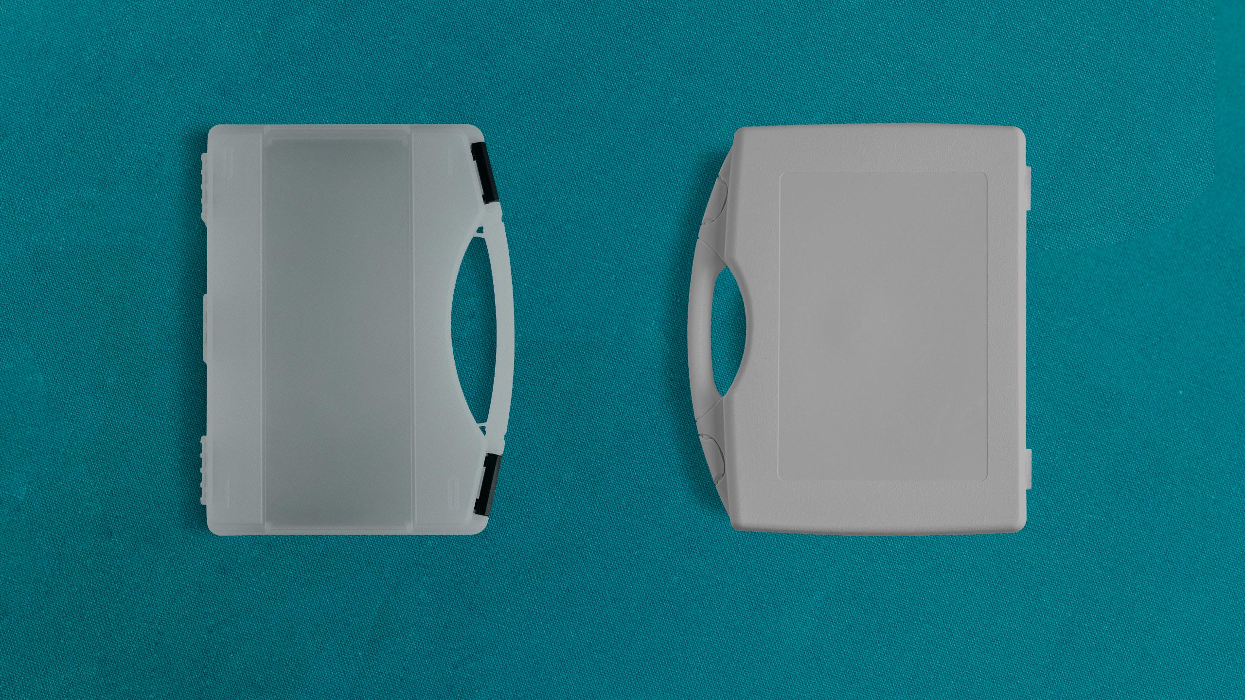 A selection of rose plastic plastic packaging cases.